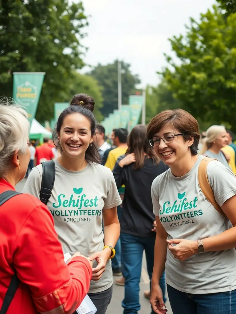 A heartwarming photo of SEKHFEST volunteers interacting with local community members during a festival outreach event, promoting music education and cultural engagement.